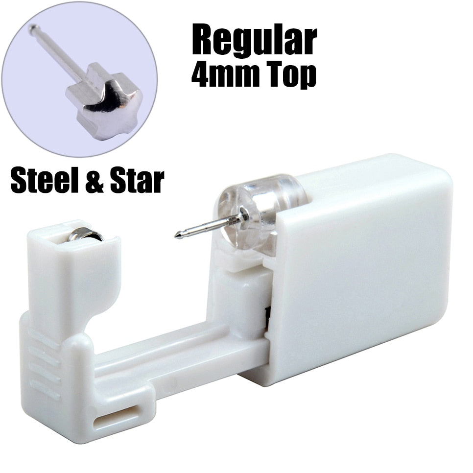 Disposable Sterile Ear Piercing Unit Cartilage Tragus Helix Piercing Gun Tool Kit Build In Steel Stud Earring Star Ball