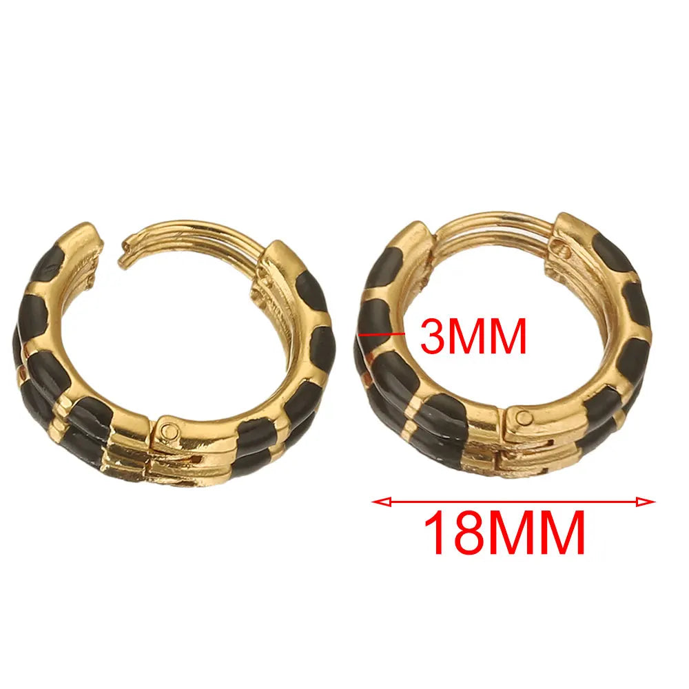 Enamel Round Gold Plated Hoop Earrings Jewelry