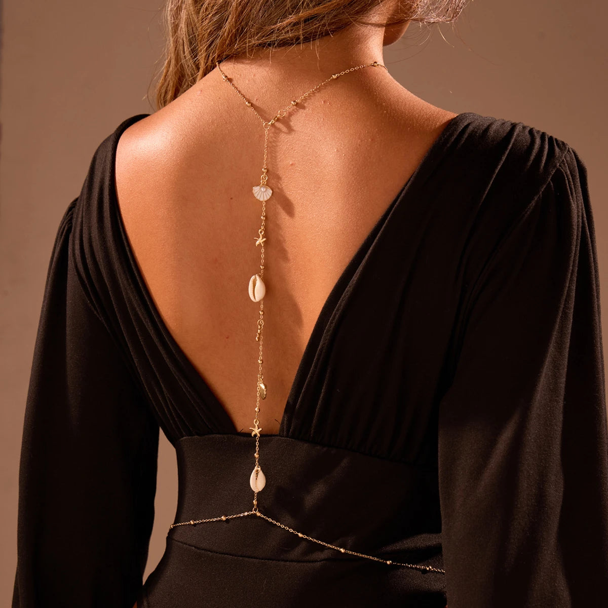 Seashell Starfish Layered Back Body Chain Necklace Jewelry