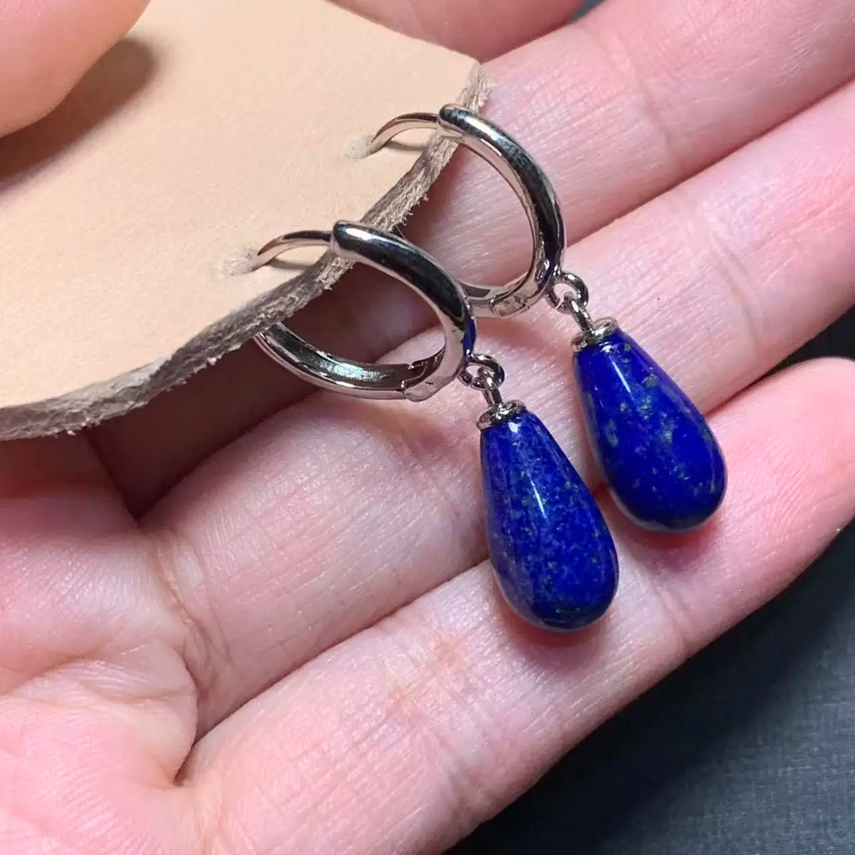 Natural lapis lazuli Stud Earrings For Women Real stainless steel Vintage Femme Gift Prevent Allergy Fine Jewelry - Charlie Dolly