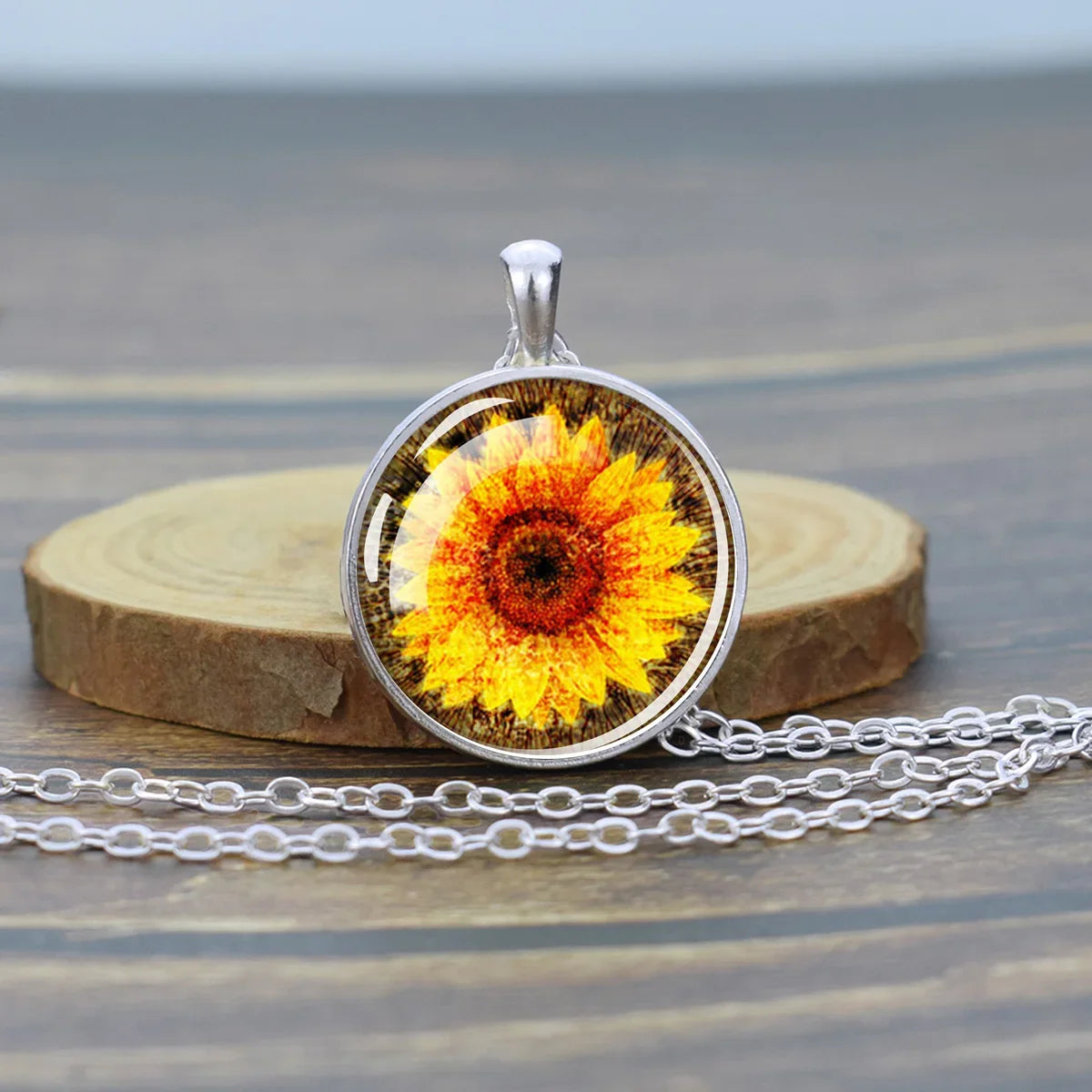 Pressed Flower Glass Pendant, Botanical Boho Nature Necklace