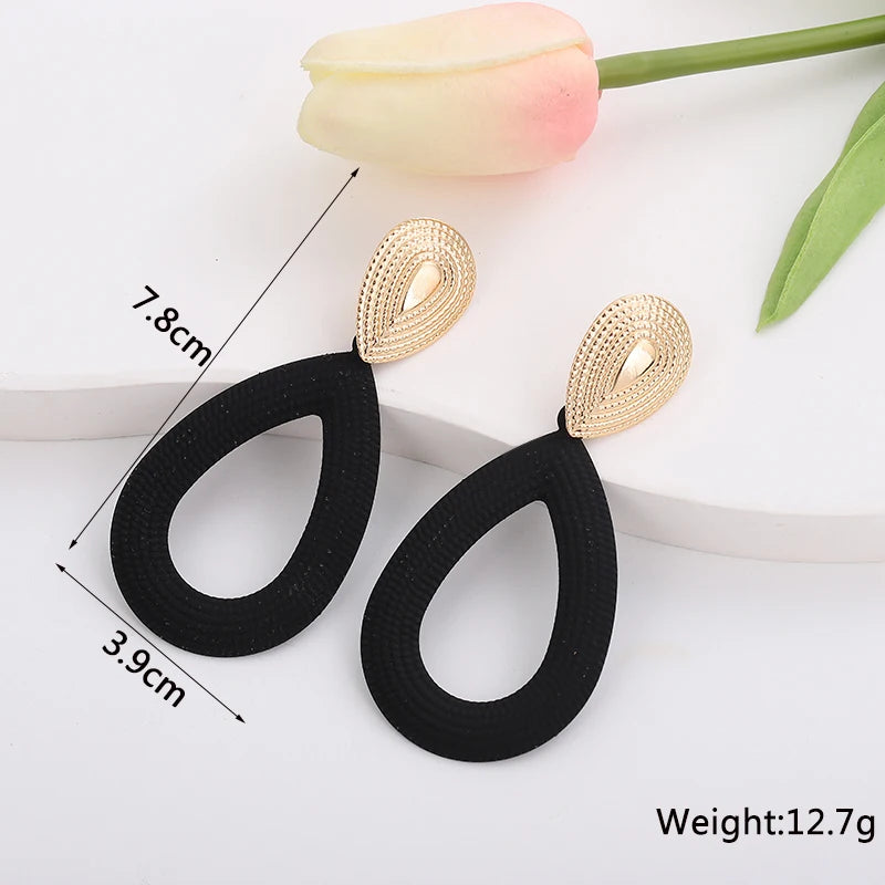Black Leaf Pearl Crystal Long Earrings Jewelry