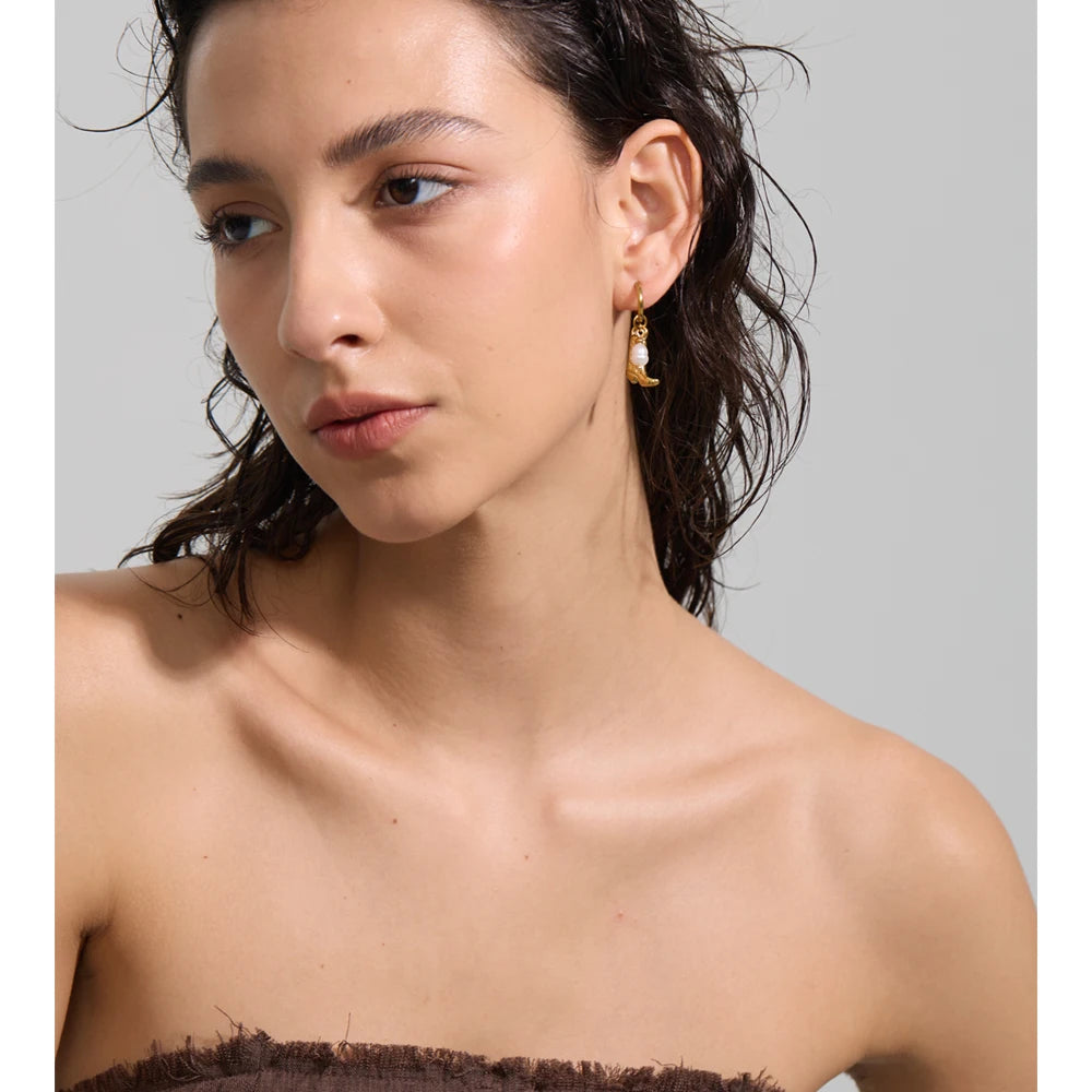 Natural Tiger Stone Boot Charm Drop Hoop Earrings, Stainless Steel Vintage Jewelry