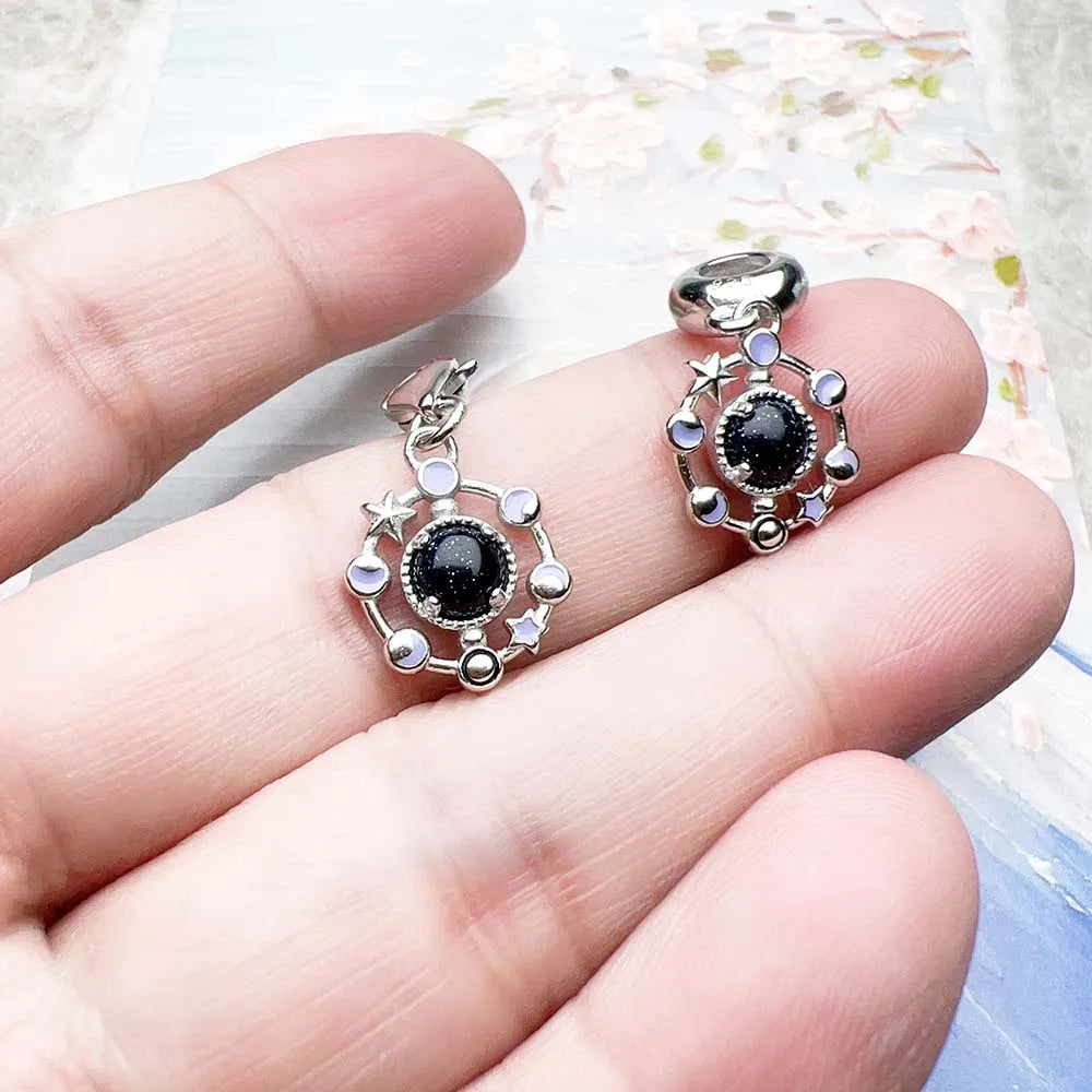 Moon Phase Charm Pendant, Handmade Sterling Silver Celestial Jewelry