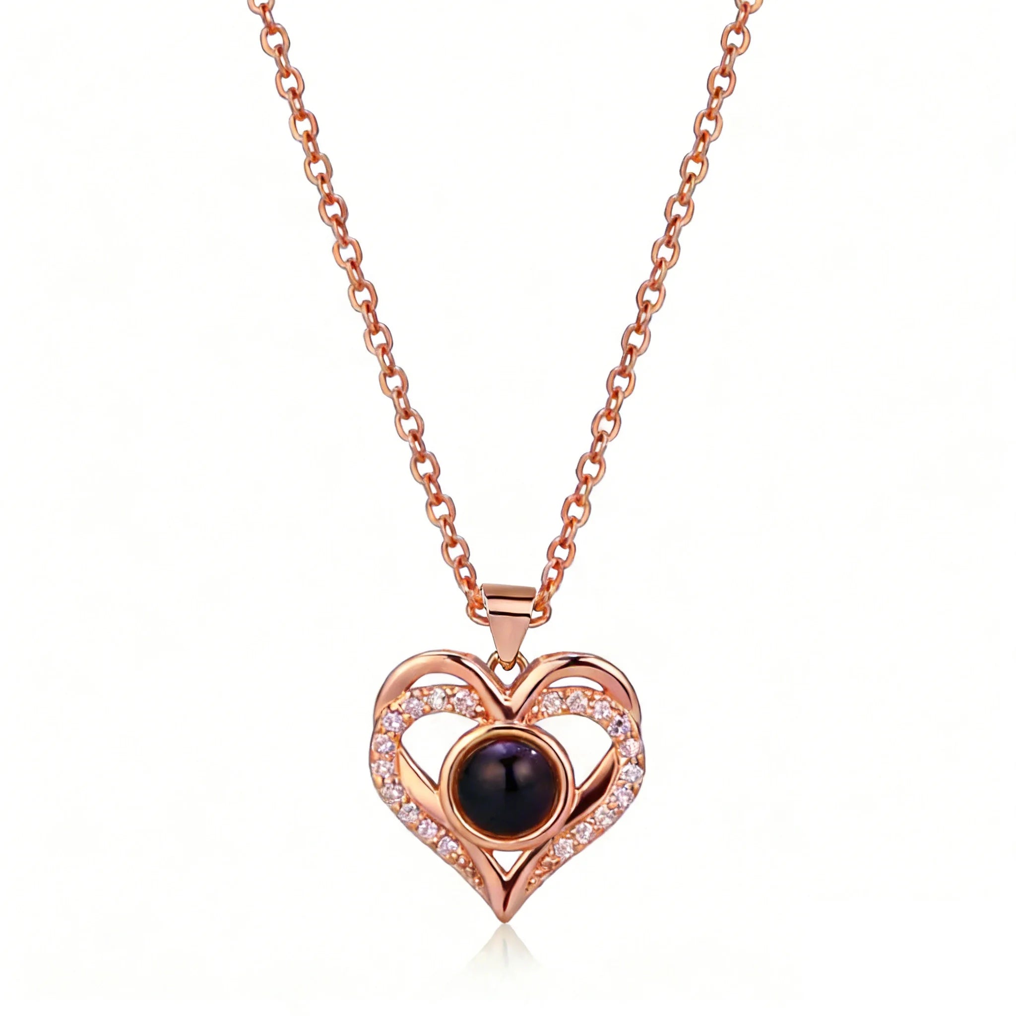 Projection Necklace, I Love You in 100 Languages, Zircon Heart Pendant Gift