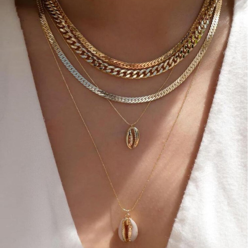 bls-miracle Bohemia Gold Color Multiple Styles Necklace For Women Multi-Layer Crystal Pendant Necklaces Set Jewelry Gifts
