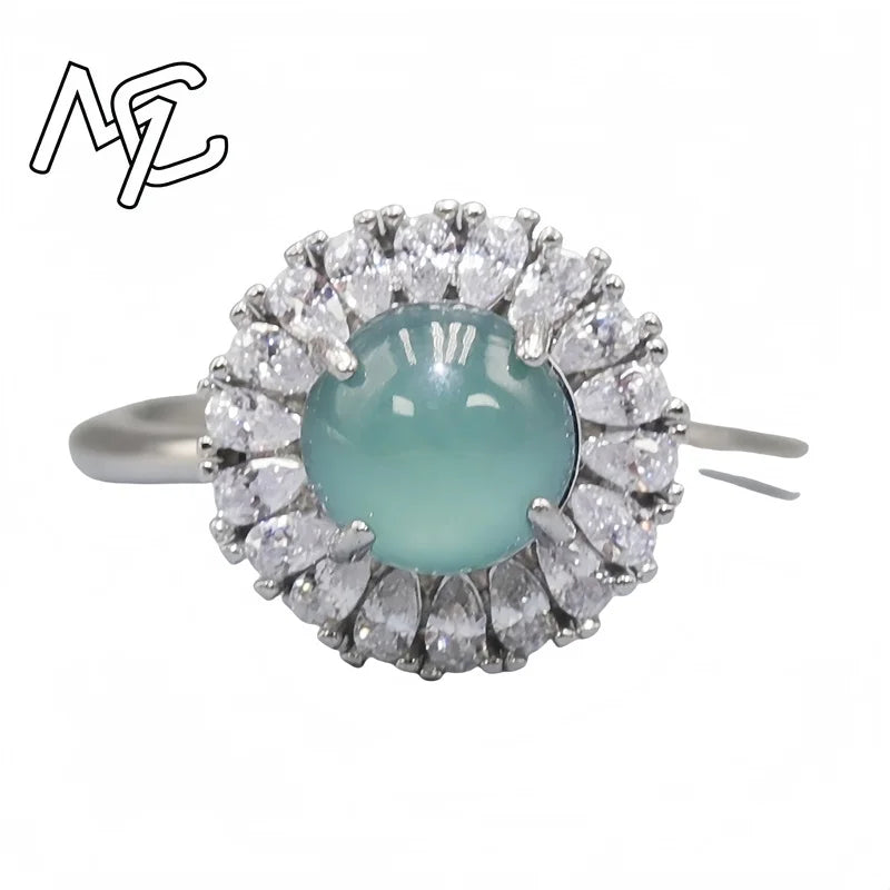 S925 Silver Burmese Jade Flower, Gourd & Butterfly Adjustable Ring, Sacred Amulet