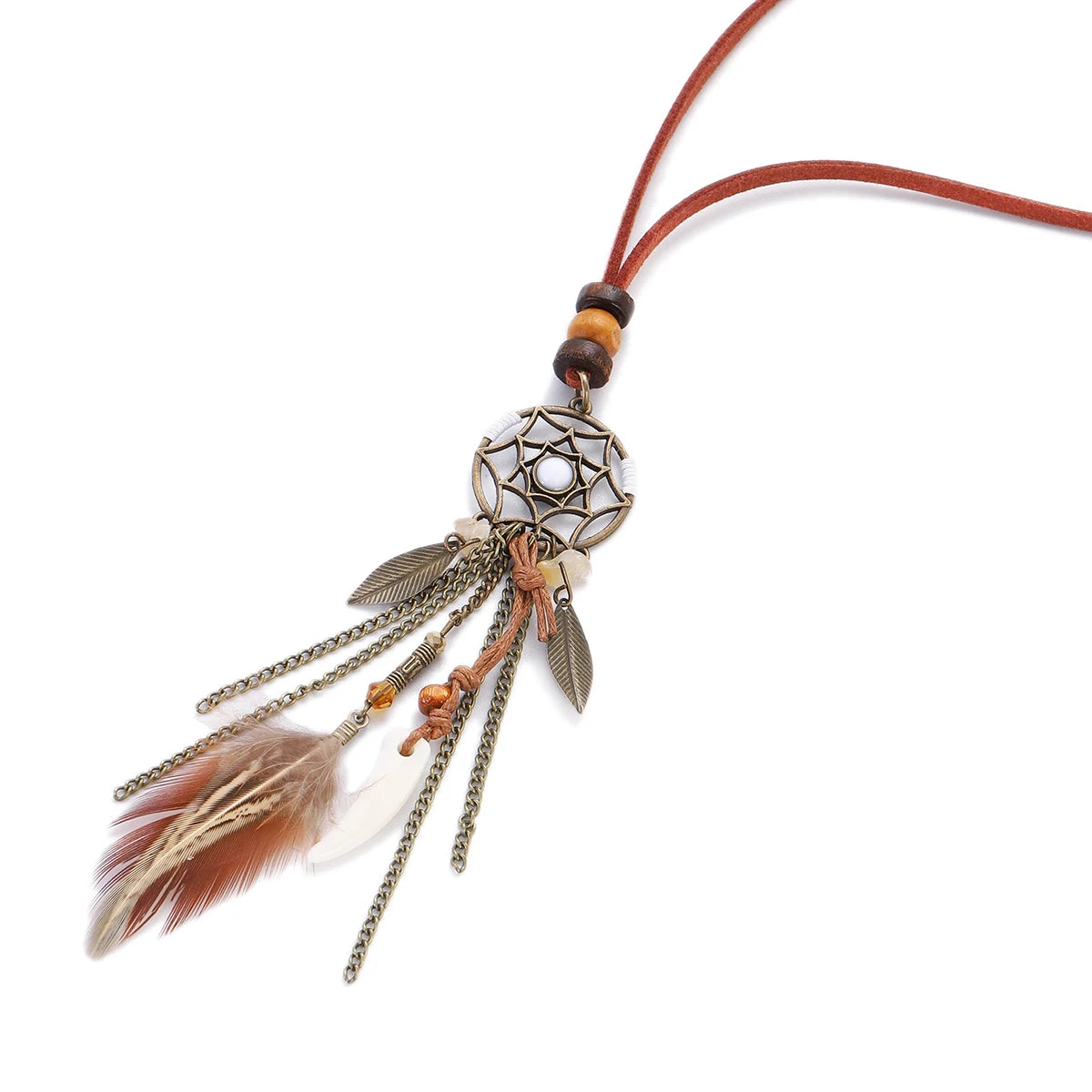 Feather Dreamcatcher Tassel Pendant Necklace Jewelry