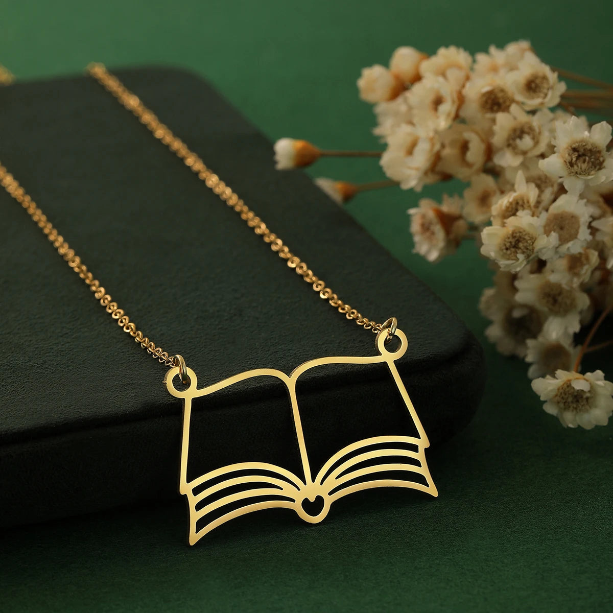 Dainty Lotus, Books, Phoenix & Comedy Tragedy Mask Pendant Necklace, Symbolic Choker Set