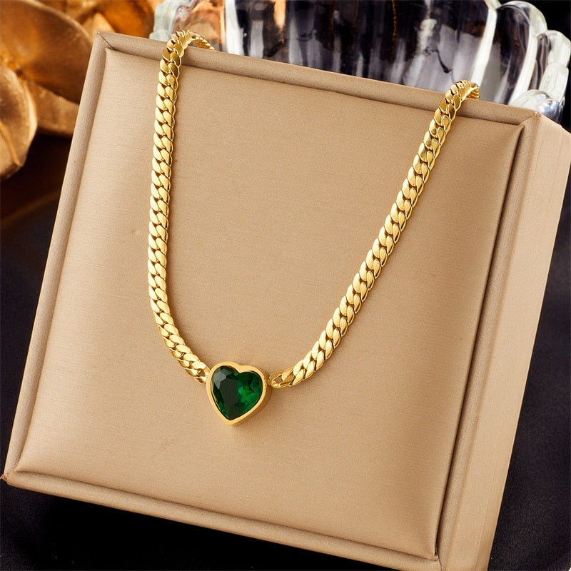 DIEYURO 316L Stainless Steel Butterfly Moon Lock Blue Eyes Pendant Necklace For Women Multilayer Choker Chain Jewelry Gifts - Charlie Dolly