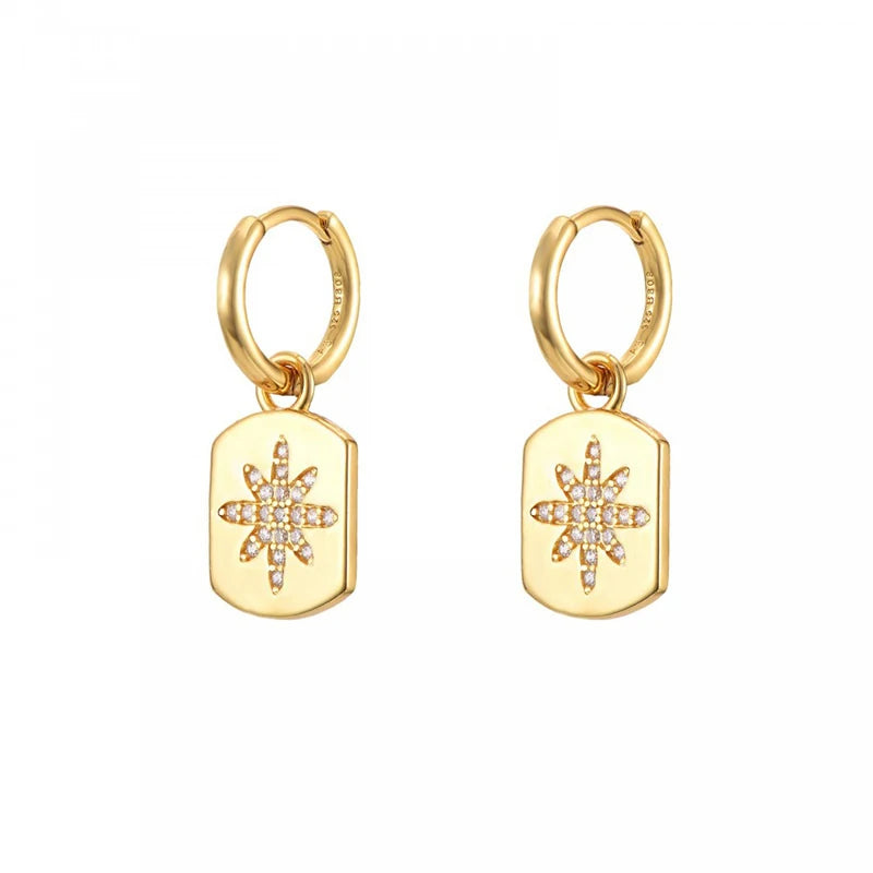Gold Plated Hoop Stud Ear Cuff Earrings Set Jewelry