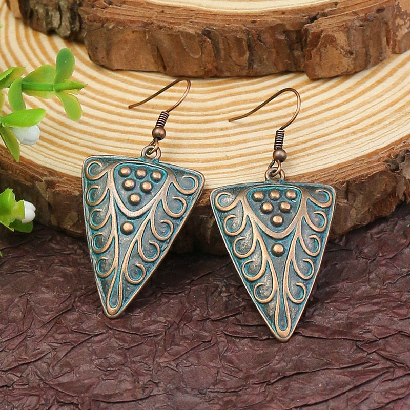 Exknl Fashion Vintage Drop Earrings For Women Alloy Crystal Ethnic Beads Boho Flower Earrings Colorful Dangle Earrings Jewelry