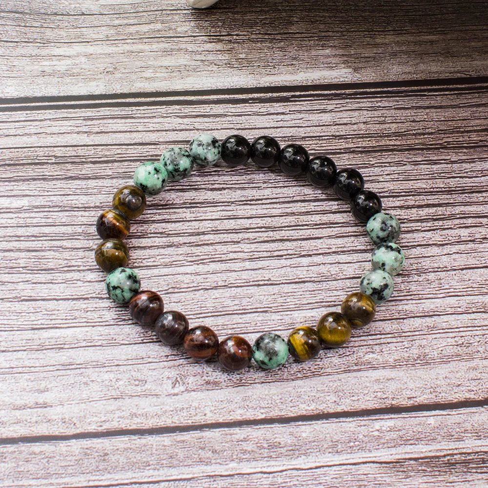 Black Onyx African Turquoise Mala Necklace Jewelry