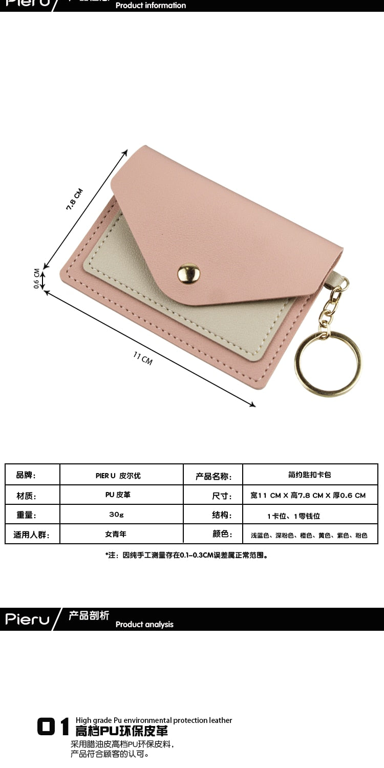 Korean Version Card Holder Cute Student Candy Color Ultra-thin Wallet Multi-card ID Holders Package Keychain Small Wallet Purse