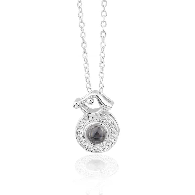 Projection Necklace, I Love You in 100 Languages, Zircon Heart Pendant Gift