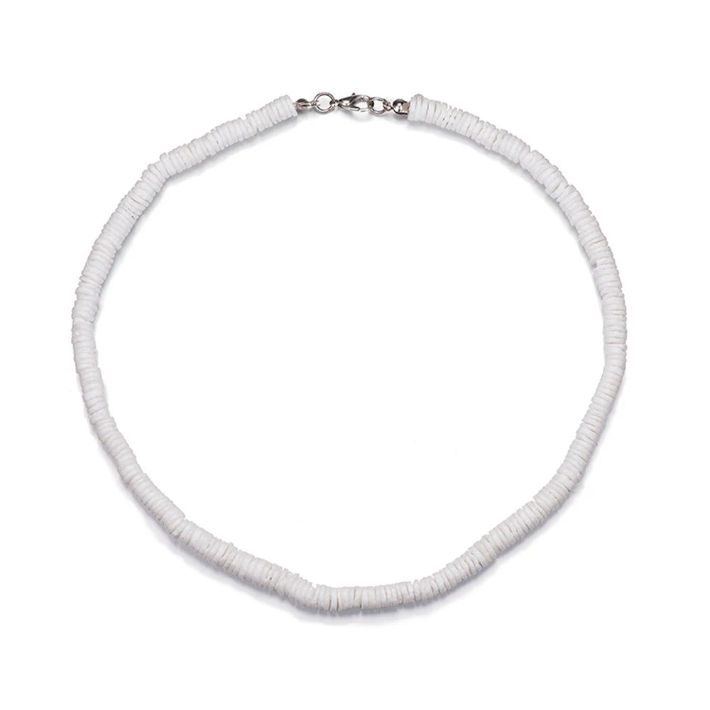 Puka Shell Chip Boho Choker Necklace for Men and Women