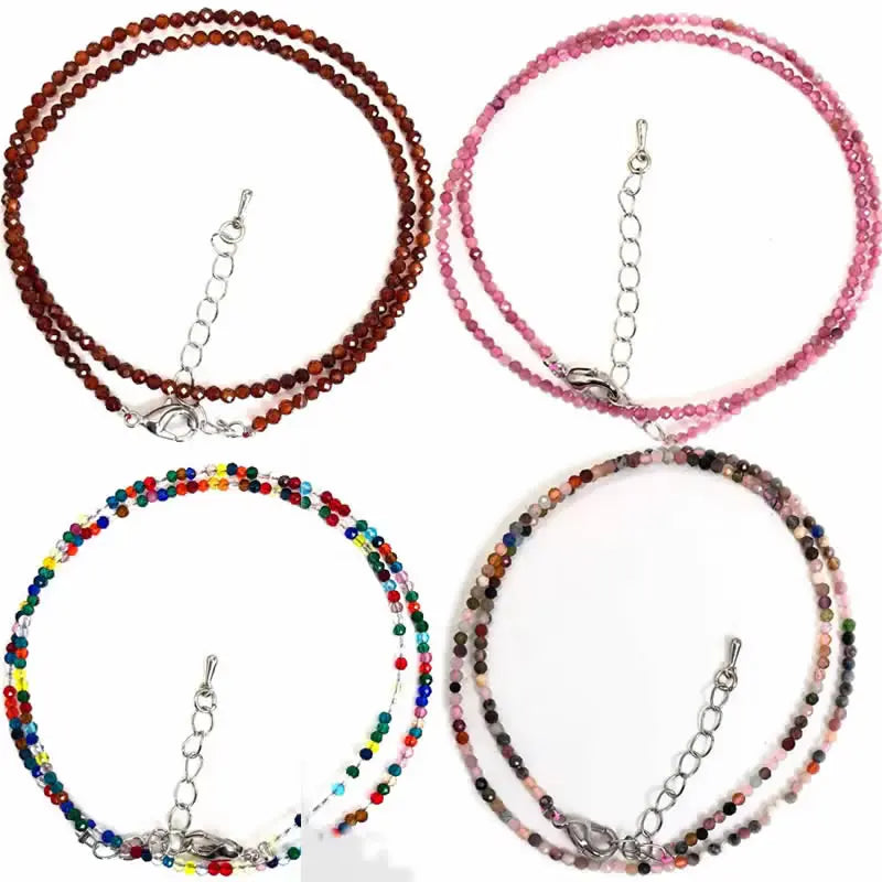 2025 New Boho Exquisite 2mm Natural Stone Necklace Small Chain Ladies Fashion Bracelet Accessories Charm Jewelry Accessorie - Charlie Dolly