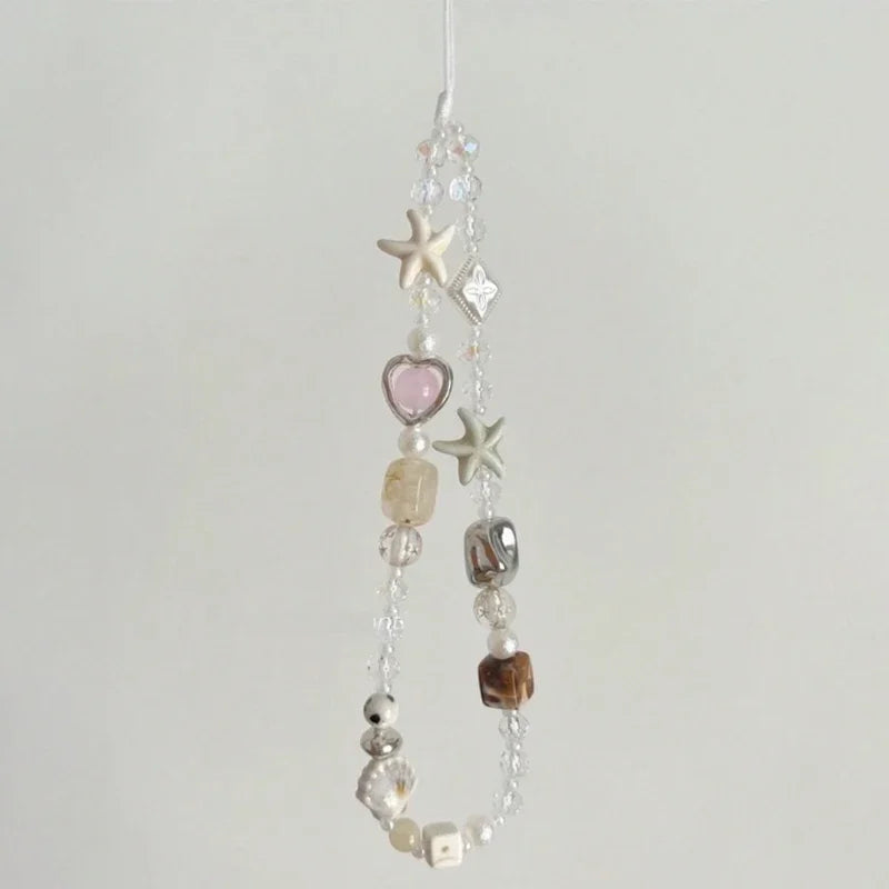 Korean Star and Pearl Beaded Phone Chain Lanyard