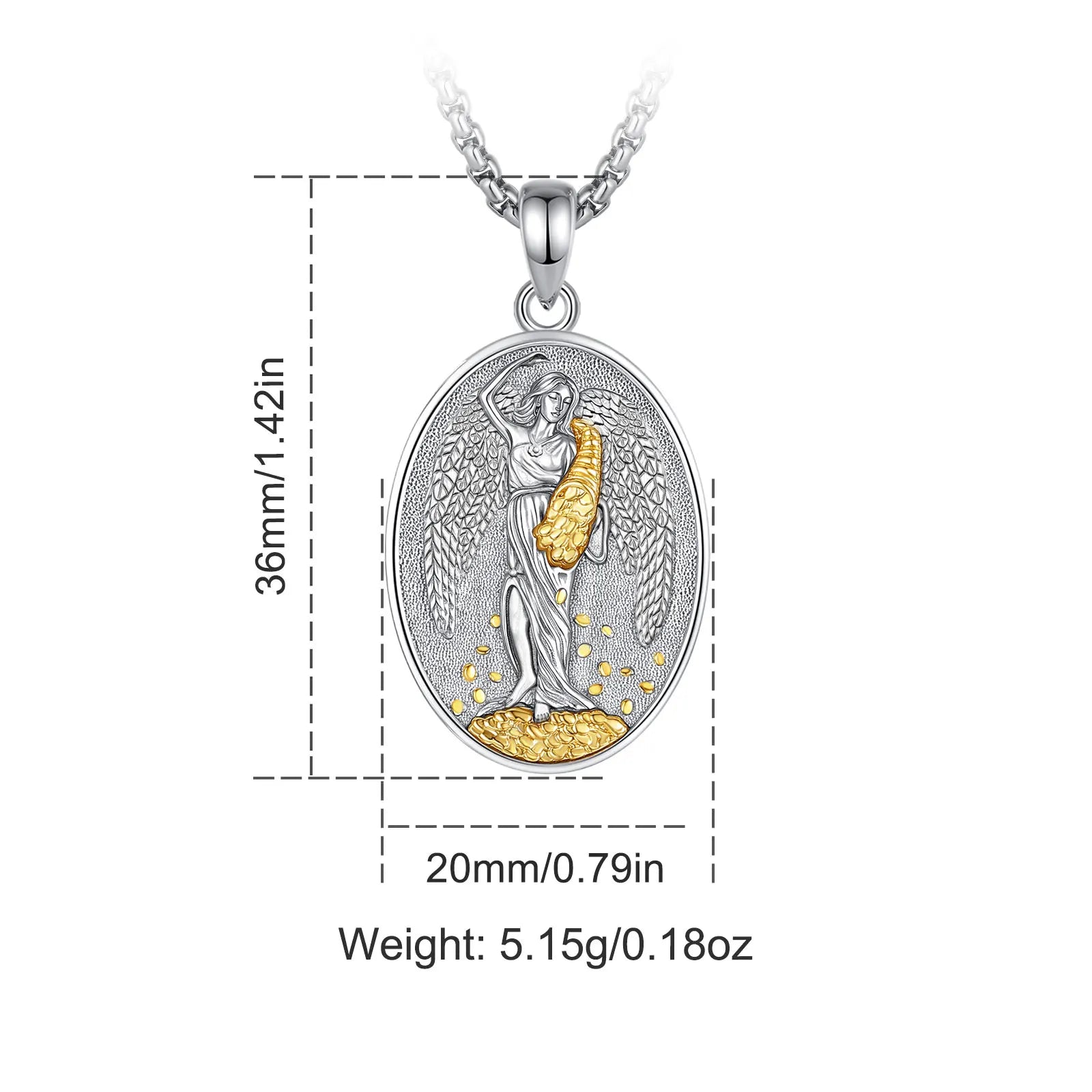 Fortuna Goddess of Fortune Necklace, S925 Silver with 18K Gold