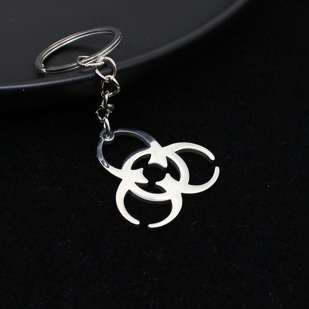 Funny Middle Finger Stickman Keychain Cute Titanium Steel School Bag Car Key Pendant Couple Trinket Gift Keyrings