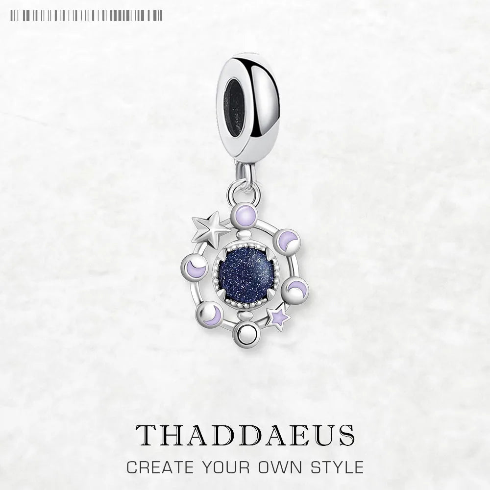 Moon Phase Charm Pendant, Handmade Sterling Silver Celestial Jewelry