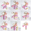 Cute Resin A-Z Initials Letter Keychain Pink Sparkle Butterfly Tassel Pendant Keyring for Women Girl Purse Handbags Jewelry Gift - Charlie Dolly