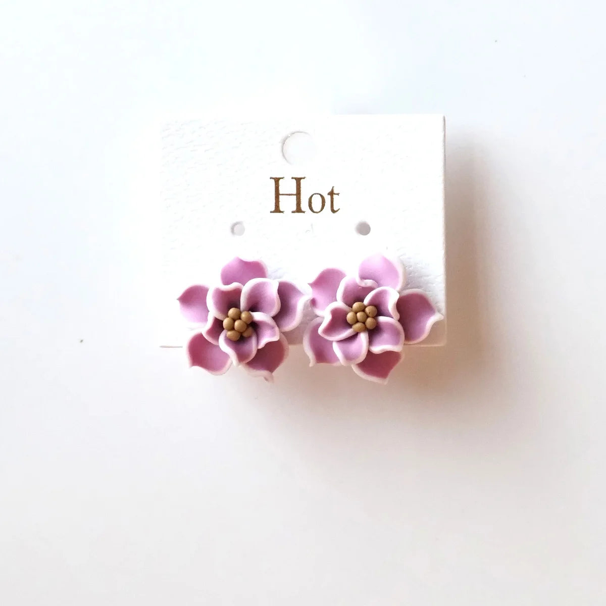 3D Clay Flower Statement Stud Earrings Jewelry