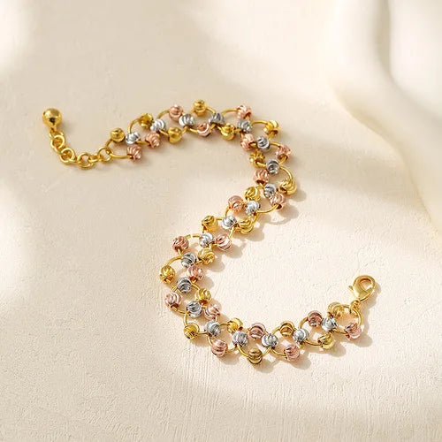 Golden Shell and Retro Flower Boho Bracelet
