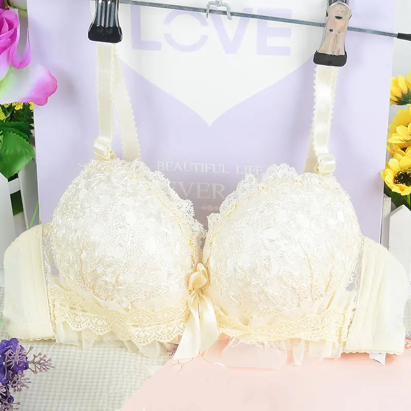 Girl Cheap Bra Sexy Lingerie Wire Free Bras For Women Underwear Lace Breathable Bralette Adjusted 3/4 Cup Push Up Female Bra - Charlie Dolly