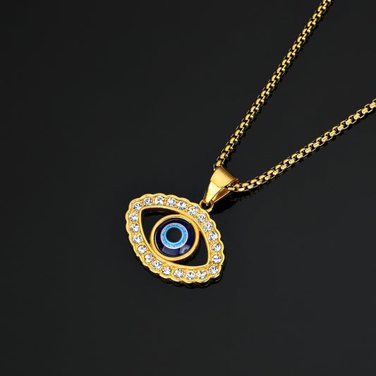 Rhinestone Hollow Out Personality Eyes Men Alloy Pendants Necklace Hip Hop Rapper Pendants Jewelry Shine Metal Couple Accessory - Charlie Dolly