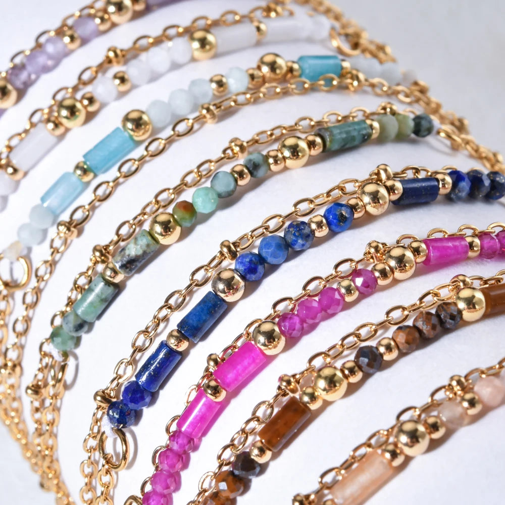 Gold Lapis Lazuli & Turquoise Chain Bracelet