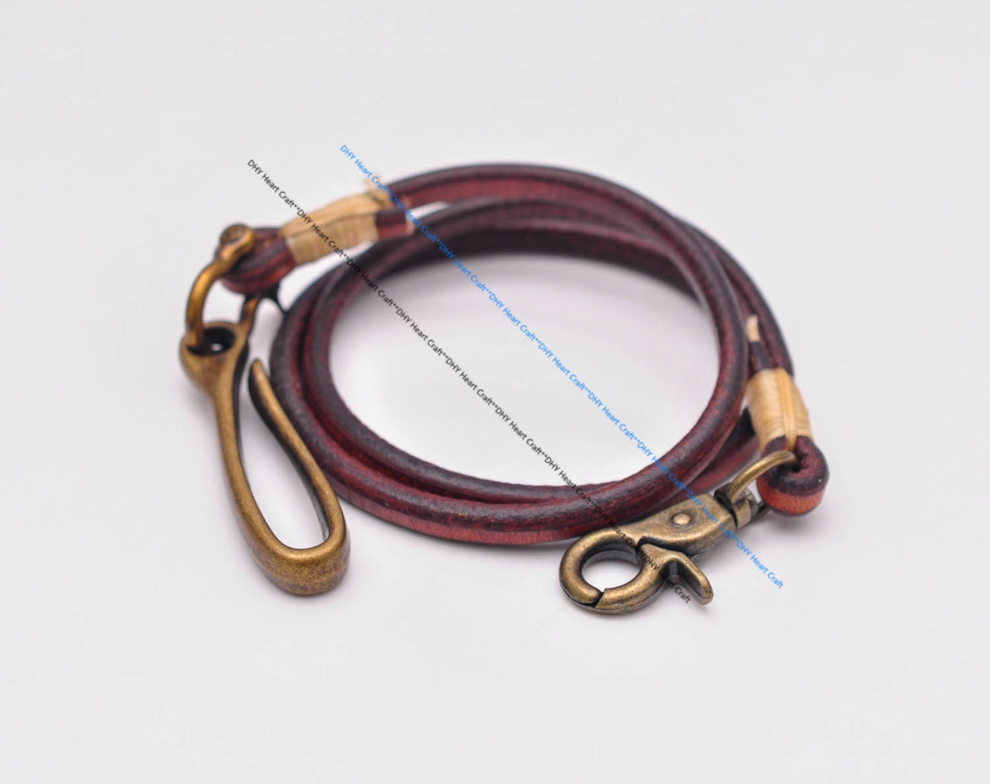 30" Retro Brown Handmade Long Punk Biker Motocycle Trucker 7*5mm Thick Plain Leather Keychain Jean Wallet Chain With Brass Hook