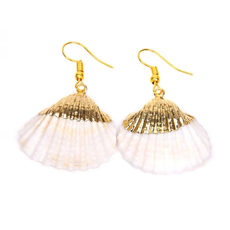 Natural Shell Scallop Drop Earrings Jewelry