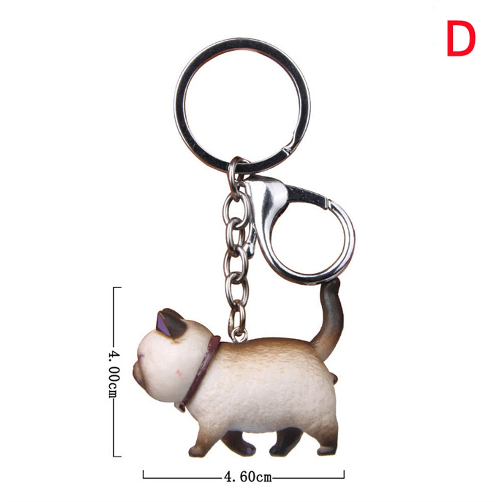 Cute Cat Animal Key Rings Kawaii Japan Kitten Car Keychain Bag Pendant Gift For Women Girls Pet Lovers Decoration
