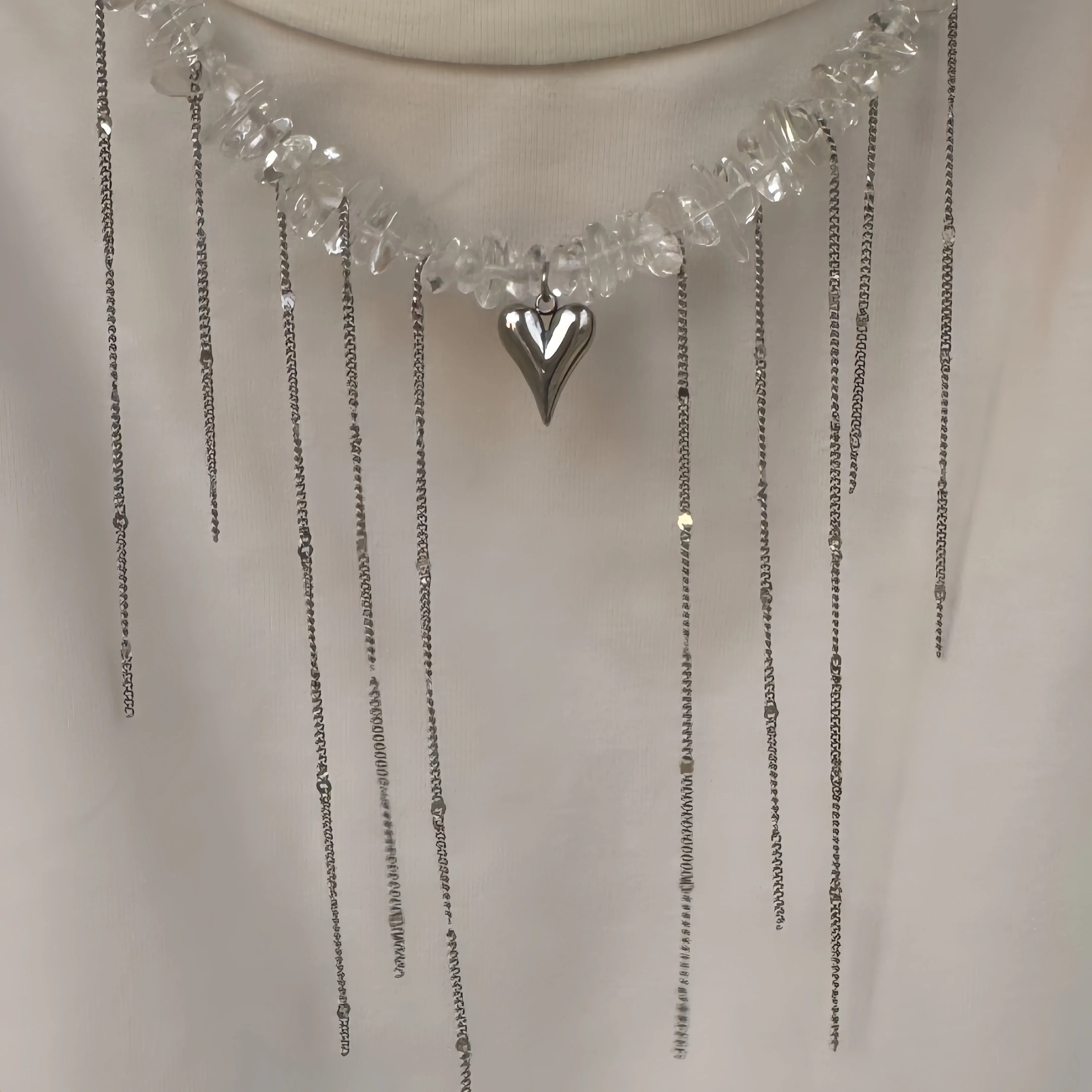 Transparent Crystal Zircon Heart Necklace Jewelry