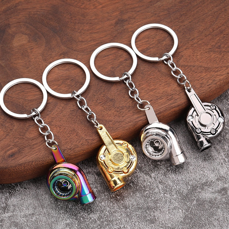Simulation Alloy Keychain Car Modification Mini Metal Turbo Key Chain Accessories Backpack Pendant Creative Gift for Men Friends