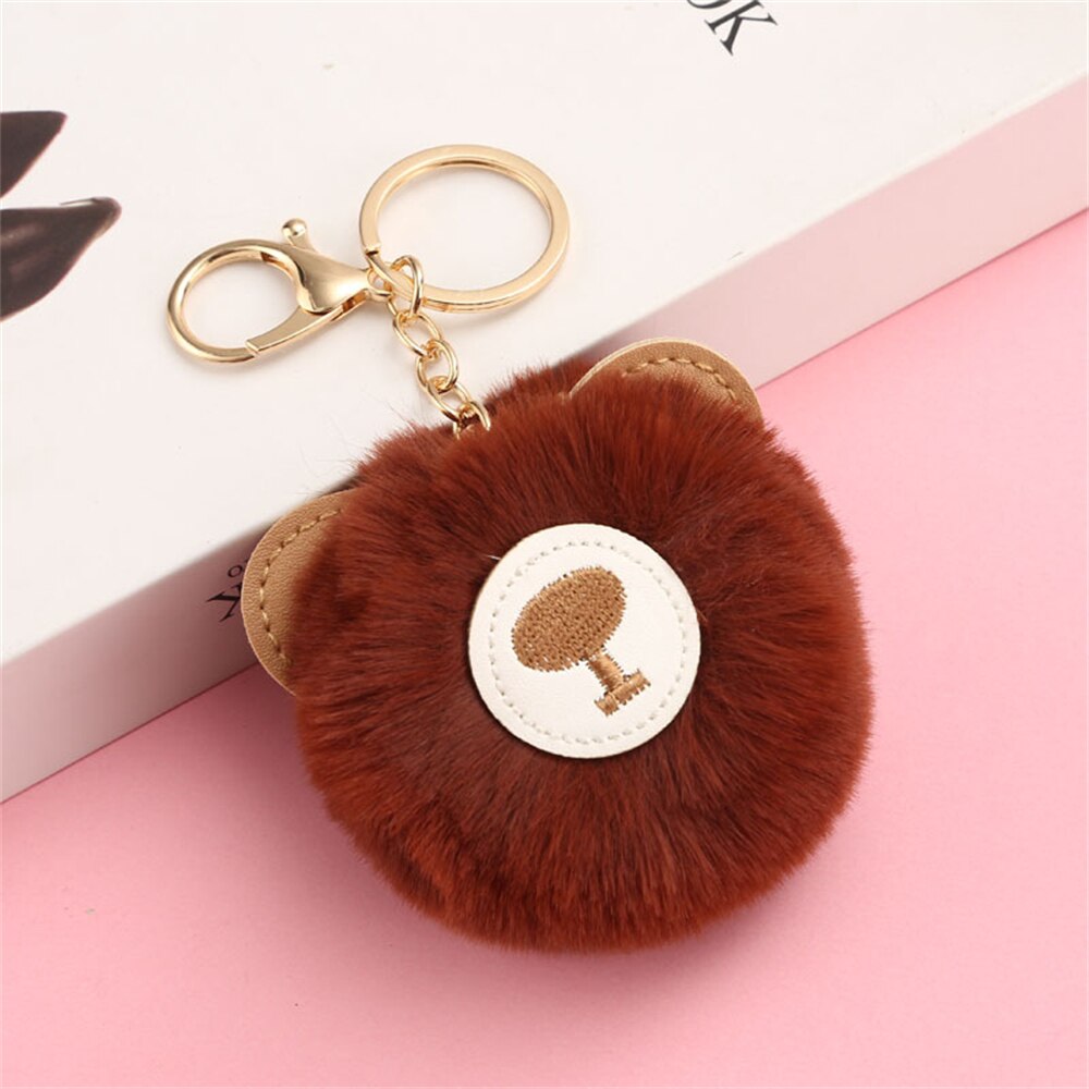 Cartoon Plush Owl Keychain With Sequin Girls Backpack Ornaments Fashion Soft Fluffy Pompom Animal Key Rings For Ladies Gifts