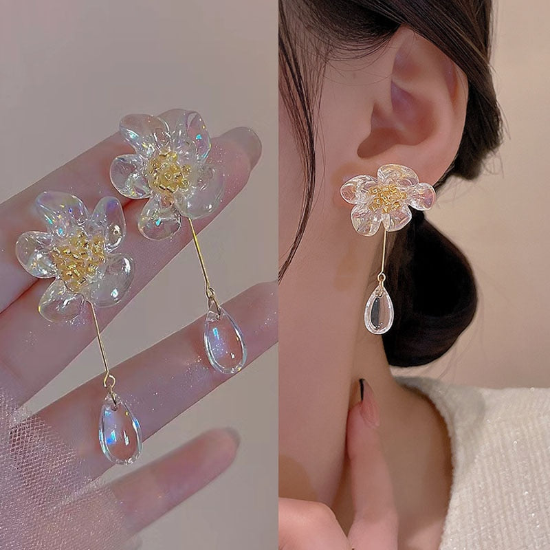Circle Shell Flower Hoop Earrings For Women Fashion Sweet Metal Jewelry Oorbellen Gift