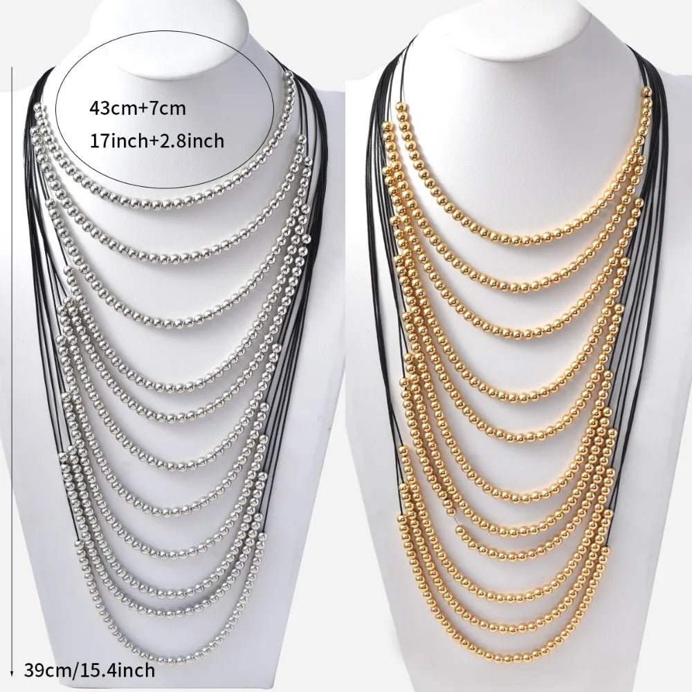 Pearl Waterfall Layered Tassel Necklace Jewelry