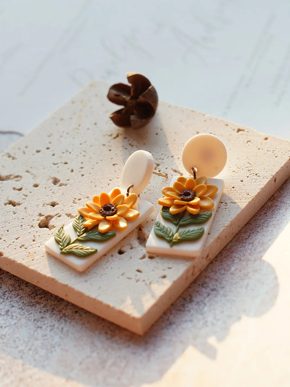 Clay Flower Cluster Egg Nest Earrings Jewelry