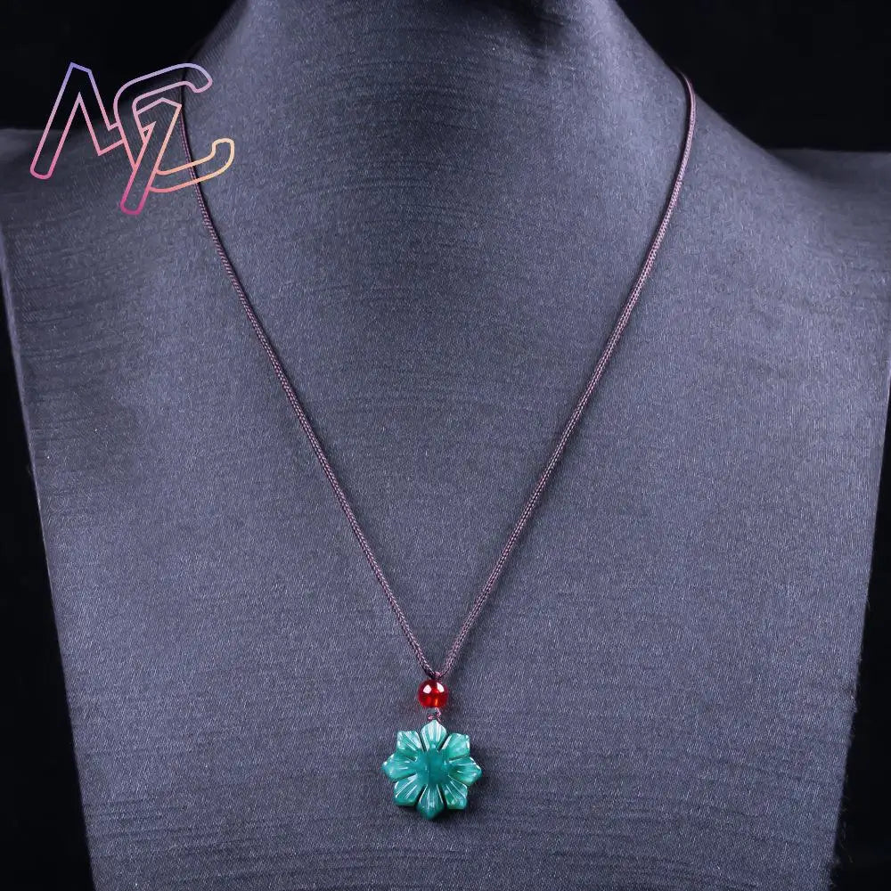 Myanmar Jadeite Snowflake Pendant Necklace, Real Jade Vintage Carved Amulet