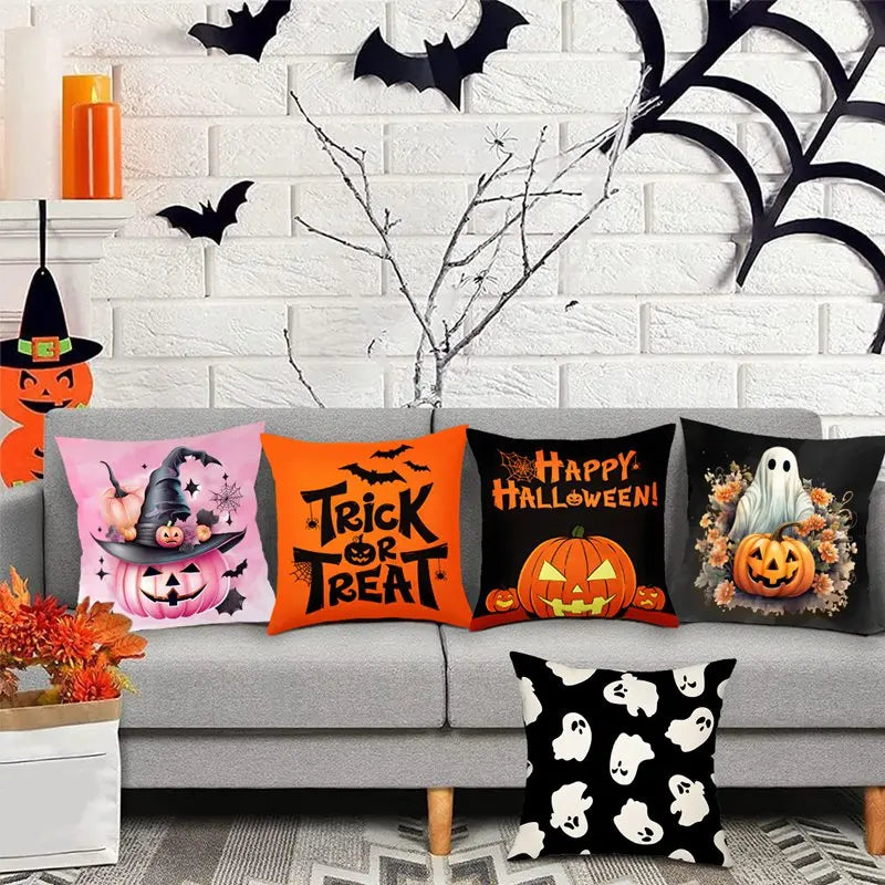 Halloween Pumpkin Ghost Pillowcase Happy Halloween Party Decorations For Home 2024 Trick or Treat Spider Bat Cat Pillow Covers - Charlie Dolly