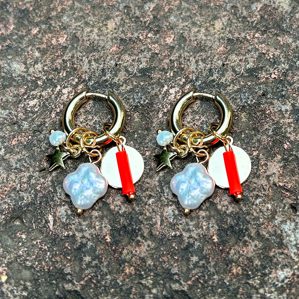 Pendant Earrings For Woman Boho Natural Stone Clover Malachite Powder Crystal Bohemia Charm Ear Luxury Quality Jewelry Girls - Charlie Dolly