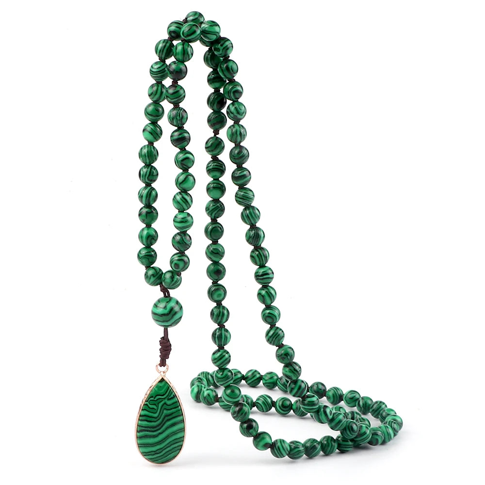 Malachite 108 Mala Necklace Bracelet Set Jewelry