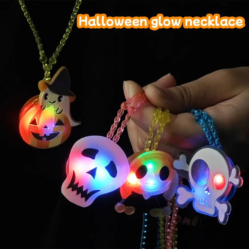 2024 Halloween LED Light-emitting Necklaces for Women Glowing Pendant Toys Children Flash Necklace Halloween Party Decorations - Charlie Dolly