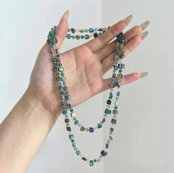 Irregular Stone Crystal Double Layer Necklace Jewelry