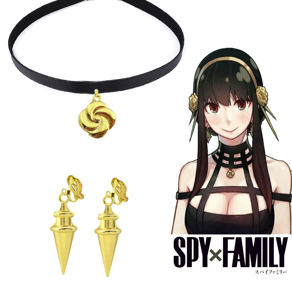 Anime SPY×FAMILY Yor Forger Cosplay Earrings Drop Golden Tapered Punk Women Ear Clips Fans Costumes Jewelry Gift