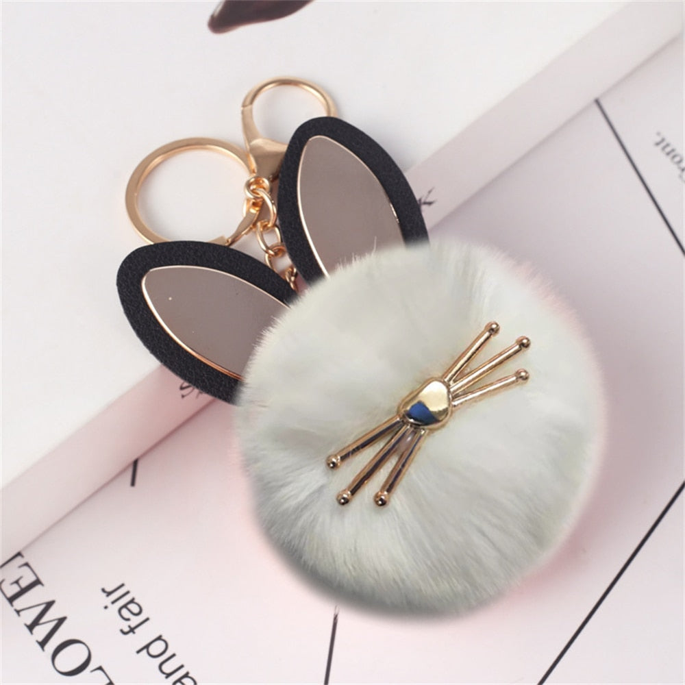 Cartoon Plush Owl Keychain With Sequin Girls Backpack Ornaments Fashion Soft Fluffy Pompom Animal Key Rings For Ladies Gifts