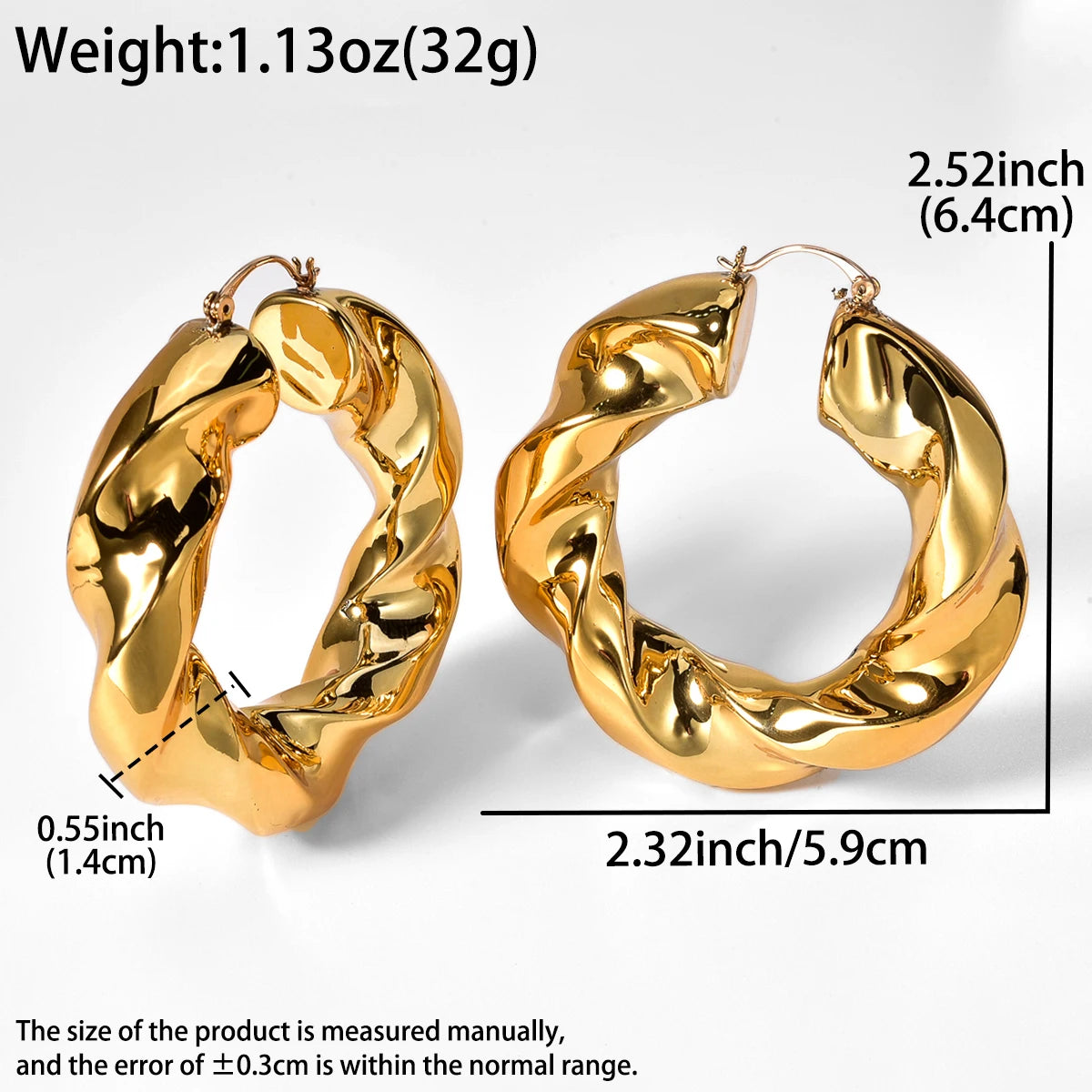 Large Gold Plated Statement Hoop Earrings Jewelry