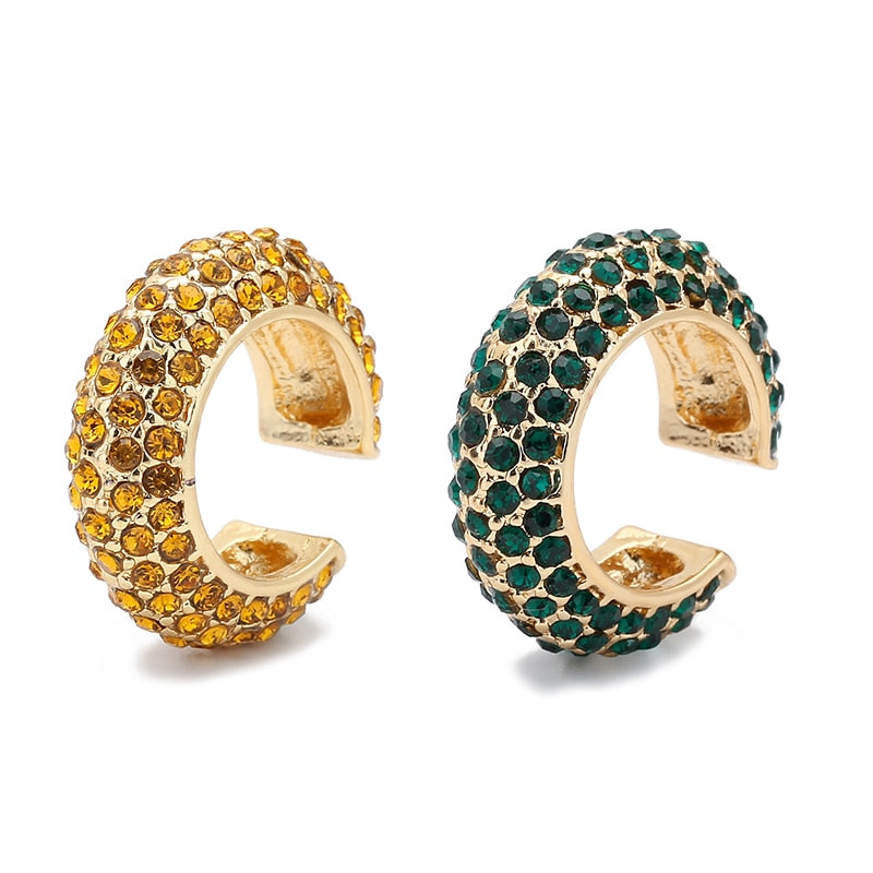 2023 New Fashion Pearl Ear Cuff Bohemia Stackable C Shaped CZ Rhinestone Small Earcuffs Clip Earrings for Women Wedding Jewelry
